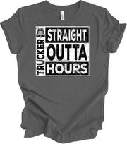 Straight Outta Hours Trucker Shirt Funny Truck Driver Gift Semi Big Rig Tee L