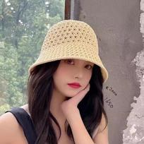 New Girls Sun Hat Wide Brim Floppy Summer Hats For Women Beach Panama Straw Dome Weave Bucket Hat Femme Shade Hat Women Hats smėlis