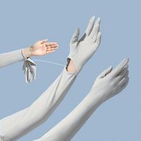 Unisex Ice Silk Sun Protection Arm Sleeves with Gloves  UPF 50 Breathable Cooling Cover
