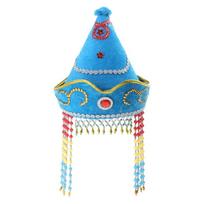 Mongolian Dance Costume Hats for Adult Kids School Play Props Stage Headdress L mėlyna