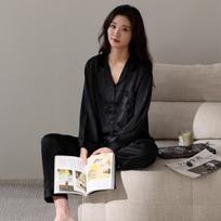 Ice Silk Cooling Pajamas: Long-Sleeve, Unisex, Spring/Autumn, Outdoor Wear, All-Season Comfort Set L