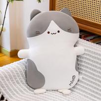 Cute Calico Cat Plush Backrest Pillow for Girls - Sleeping Doll Toy for Kids 60 cm