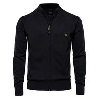 Argyle Solid Color Cardigan Men Casual Quality Zipper Winter Mens Sweaters Fashion Basic Cardigans for Men M