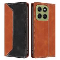 For Motorola Moto G37 Power 5G Leather Case Skin Touch Color Splicing RFID Blocking Wallet Stand Ph Blue Purple