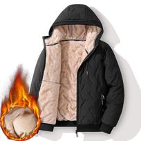 Žieminė medvilne paminkštinta striukė Vyriška plius dydžio 8XL vyriška gobtuvu medvilninė striukė plius aksominė stora šilta medvilninė parkas L juoda