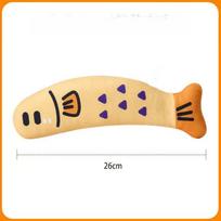 Eco-Friendly Linen Catnip Fish Chew Toy Boredom Buster Cartoon Style Pet Toy (Yellow,F) geltona