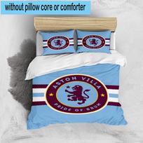 3pcs Aston Villa Football Club Printed Bedding Set Duvet Cover Closure Includes 1 Duvet Cover & 2 Pillowcases Bedding Sets Home Decor Gifts 135cm*200cm