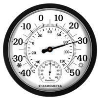 10  Decorative Thermometer Hygrometer Clock for  Garden Wall Decor Indoor Outdoor Thermometer Weather Station Temperature Gauge