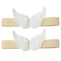 Curtain Tieback with Angel Wing Decoration and Button Elastic Straps Window Drapery Holdbacks Tie for Living Room Bedroom balta