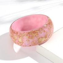 Colorful Round Bangles Glitter Women Bracelets Trendy Resin Bangles  for Women rožinė