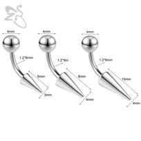 16G Long Spike Curved Barbell Stainless Steel Eyebrow Cartilage Lip Piercing Jewelry 3x6mm