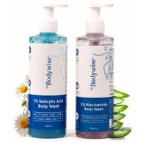 Be Bodywise 5% Niacinamide Body Wash & 1% Salicylic Acid Body Wash | With Aloe Vera & Chamomile Extract | For Glowing, Radiant & Even-Toned Skin | 500 white