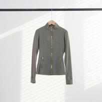 Women's Slim Fit Sports Jacket with Gold Zipper - Stand Collar, Long Sleeve, High Stretch Fitness Yoga Wear M