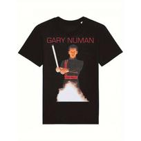Gary Numan Vintage Graphic T-Shirt for Men - Black Retro Band Tee with Bold Red Print, Round Neck Casual Shirt, Machine Washable All-Season Comfort, S juoda