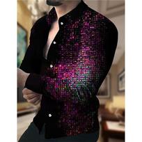 Luxury Prom Party Luminous High Quality Button Up Top Fashion Lapel Long Sleeve Shirt Clear Graphics Hot Selling Men's Clothing 4XL