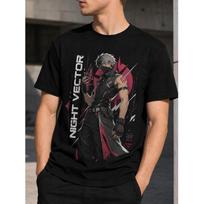 men's anime graphic t-shirt with cyberpunk warrior print, short sleeve crew neck cotton blend casual streetwear for gaming and daily wear S juoda