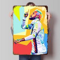 Neymar Wpap Pop Art Printed Poster Customized Wall Art Retro Vintage Metal Tin Signs for Home Interior Decoration Living Room 20x30cm（7.8x11.8inch）