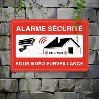 French ALARME SCURIT SOUS VIDO SURVEILLANCE H Metal Security Warning Sign Home Surveillance Wall Decor 20x30cm（7.8x11.8inch）