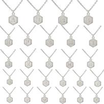 Cazador Gold Color Initial Letter Hexagon Pendant Necklaces for Women Stainless Steel A-Z Choker Chain Jewelry Birthday Gifts A&45-50cm