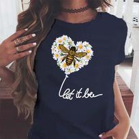 COTTON 100% New Cartoon Little Bee Pattern Female Printed T-shirt Fashion MEN and WOMEN Children's Large Size Crewneck Shirt Cotton 4XL tamsiai mėlyna spalva