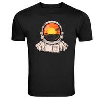 Astronaut Helmet Sunset Beach Graphic T-Shirt L
