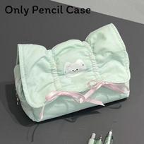 Youth Style Cat Pencil Box With Large Storage And Flip Lid For Girls And Students žalia