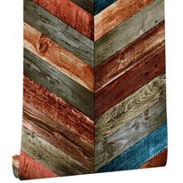 Spalvingas geometrinis įstrižas medienos grūdų rodyklės tapetas, nulupamas ir klijuojamas tapetai, lipnus, tirštinamas kontaktinis popierius, nuimamas, atsparus vandeniui 45cmX6m