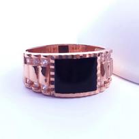 Creative Black Onyx Mens Rings Plated Rose Golden Wide Version Crystal Ring Classic Party Zircon Opening Adjustable resizable