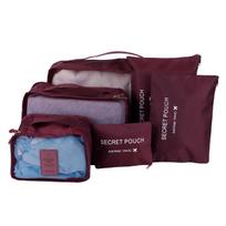 6Pcs Set Storage Bag Clothing Sorting Bag Luggage Suitcase Packing Organizer for Travelling vyno raudonos spalvos