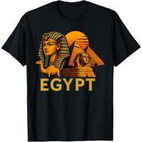 Retro Egypt Travel Pharaoh Pyramid Camel Sphinx T-Shirt S juoda