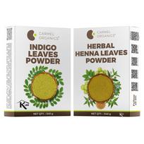 CARMEL ORGANICS Hair Color Henna & Indigo Leaves Powder Combo 340gm Each