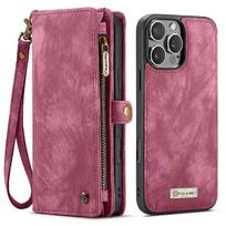 Flip Case for iPhone 16 Pro Max Leather Wallet Case 2 in 1 Detachable Multi Card Holder With Zipper Pocket Cash Slot and Hand Strap juoda