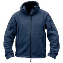 Vyriška šilta kareiviška striukė lauke su Tactical Fleece Thermal Polar viršutiniais drabužiais ir gobtuvu žygiams S tamsiai mėlyna spalva