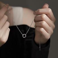 Mobius Ring Necklace For Women Sterling Silver Clavicle Chain Niche Design High End Jewelry sidabras