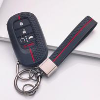 Silicone Car Key Fob Cover for Honda Civic Accord Inspire HRV CRV Pilot Odyssey ZR with Keychain Honeycomb Texture Racing Stripe Car Remote Key Sleeve juoda