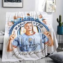Erling Haaland spausdinta flanelinė antklodė, minkštas pledas miegamojo sofai, skalbiama, futbolo gerbėjų atributika, puiki dovana. 80cm x 120cm