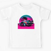Miami Synthwave Delorean Kids T-Shirt 110
