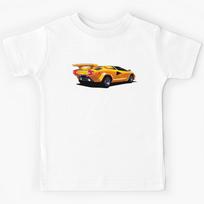 Exclusive drawing legendary italian super car yellow Countach 5000QV 5.2L V12 engine Kids T-Shirt 160