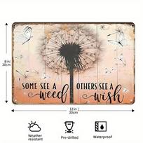 Vintage Others See a Wish Dandelion Tin Sign with Butterflies for Rustic Garden Wall Decor 20x30cm（7.8x11.8inch）