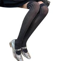 1 Pair Glitter Striped Thigh Highs Stockings with Rhinestones Bowknot for Women 1 juoda
