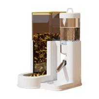AntiTip Hamster Feeder with Water Dispenser Automatic Feeding Bowl Water Bottle for Easy Monitoring Small Animal Feeder geltona
