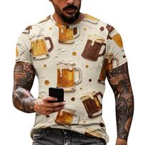 Men's Short Sleeve T-Shirt with Oktoberfest Vintage Graphic Print Loose Fit Casual Summer Top XXXXL raudona