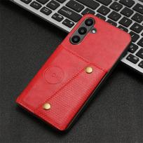 Luxury Leather Wallet Case For Samsung Galaxy A16 A26 A36 A56 A17 5G A15 A25 A35 A55 A54 A34 A06 A07 Car Holder Card Slot Cover Samsung A55 5G raudona