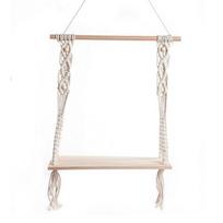 Hand woven makrams tapestry shelf boho cotton rope woven wooden hanging wall decorative shelves table hanging shelves decoration | decorative tapestry