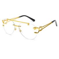 Nauji be rėmelių akiniai nuo saulės Pilotų mados metalinis rėmelis Moterims Vyrams Dideli apvalūs akiniai nuo saulės Moteriai Vyrui Gradiento kelioniniai Oculos MULTI beige