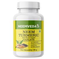 Neemveda Neem Turmeric with Black Pepper 180 Tablets, Made with Pure Turmeric Root Powder and Neem Leaf Powder, Detox Tablet