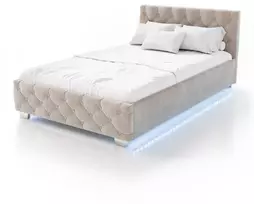 Lova Juskys Čiužinys Nizza su lovos dėže ir LED apšvietimu 120x200 cm smėlio spalvos