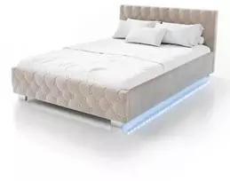 Juskys Čiužinys su apmušalais Nizza 140x200 cm su daiktadėže ir LED apšvietimu, smėlio spalvos
