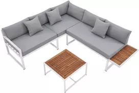 Lauko baldų komplektas Juskys Sodo baldų komplektas St. Tropez Lounge baltas ir šviesiai pilkas