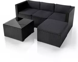 Lauko baldų komplektas Juskys Poilsio komplektas Homestar Punta Cana M Sofa 178x69x65 cm juoda/tamsiai pilka